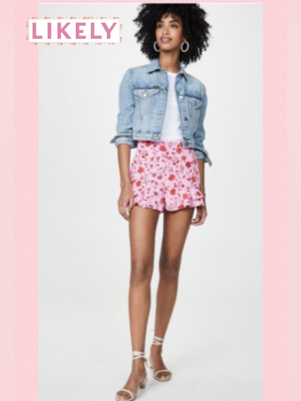 Likely High Rise Stevie Shorts Sz 8 Pink Ruffle Boho